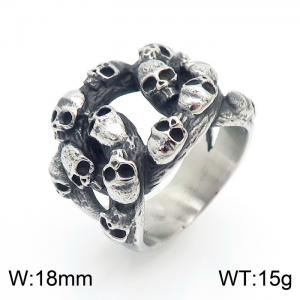 Stainless Skull Ring - KR103378-KJX