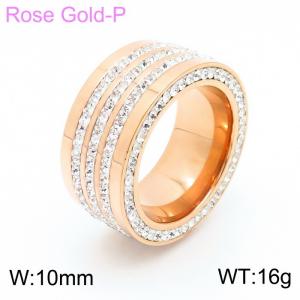 Stainless Steel Stone&Crystal Ring - KR103418-K