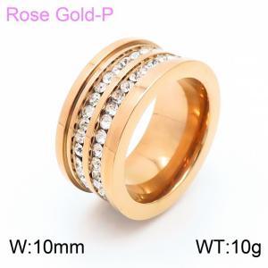 Stainless Steel Stone&Crystal Ring - KR103419-K