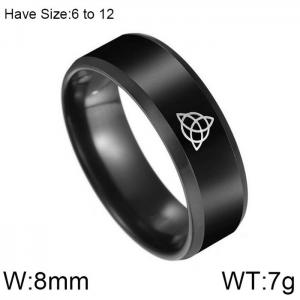 Stainless Steel Black-plating Ring - KR103594-WGFL