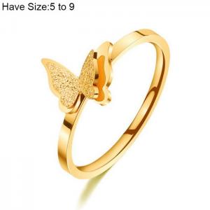Stainless Steel Gold-plating Ring - KR103933-WGQZ