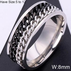 Stainless Steel Black-plating Ring - KR103940-WGQZ