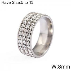 Stainless Steel Stone&Crystal Ring - KR103947-WGQZ