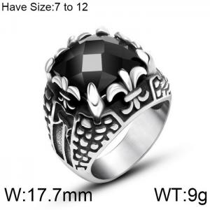 Stainless Steel Stone&Crystal Ring - KR104054-WGSJ