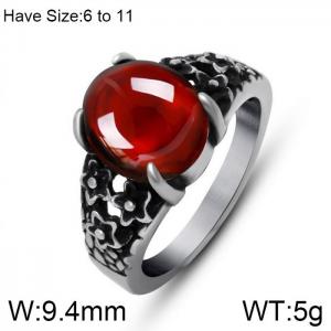 Stainless Steel Stone&Crystal Ring - KR104066-WGSJ