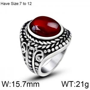 Stainless Steel Stone&Crystal Ring - KR104069-WGSJ