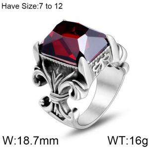 Stainless Steel Stone&Crystal Ring - KR104072-WGSJ