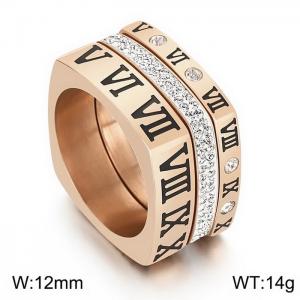 Stainless Steel Stone&Crystal Ring - KR104357-K