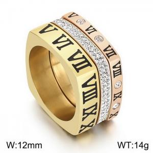 Stainless Steel Stone&Crystal Ring - KR104358-K