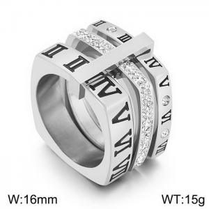 Stainless Steel Stone&Crystal Ring - KR104476-K