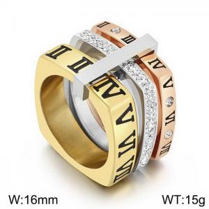 Stainless Steel Stone&Crystal Ring - KR104480-K