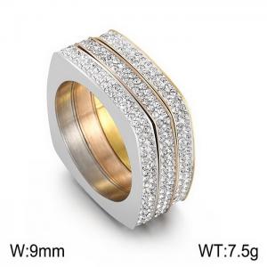 Stainless Steel Stone&Crystal Ring - KR104481-K