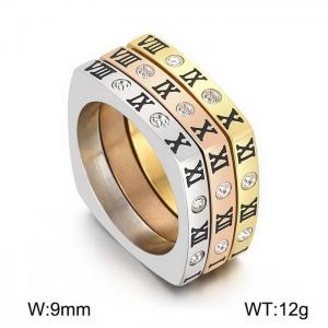 Stainless Steel Stone&Crystal Ring - KR104482-K