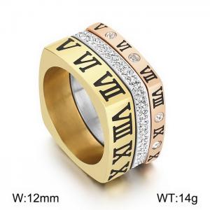 Stainless Steel Stone&Crystal Ring - KR104484-K