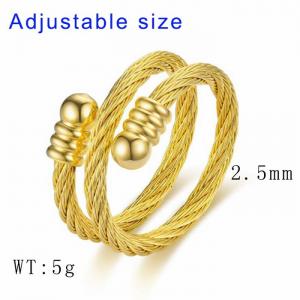 Stainless Steel Gold-plating Ring - KR104485-WGDC