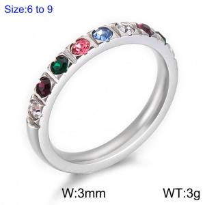 Stainless Steel Stone&Crystal Ring - KR104536-K