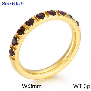 Stainless Steel Stone&Crystal Ring - KR104546-K