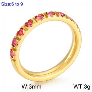 Stainless Steel Stone&Crystal Ring - KR104547-K