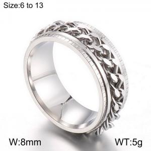 8mm Rotatable Ring Men Stainless Steel Spinner Chain Party Jewelry Silver Color - KR104669-WGJZ