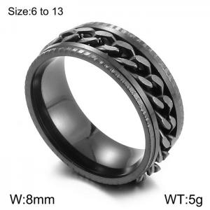 8mm Rotatable Ring Men Stainless Steel Spinner Chain Party Jewelry Black Color - KR104671-WGJZ