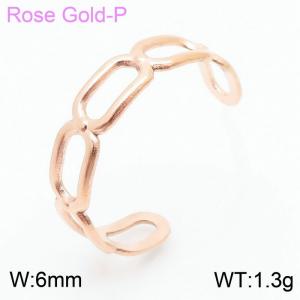 Stainless Steel Hollow Square Open Ring Women Fashion Simple Rose Gold Jewelry - KR105021-KFC