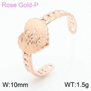 Stainless Steel Heart Open Ring Women Fashion Simple Rose Gold Jewelry - KR105027-KFC