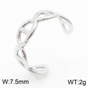 Silver Color Stainless Steel Crossover Open Ring Women's Fashion Geometric Jewelry - KR105064-KFC