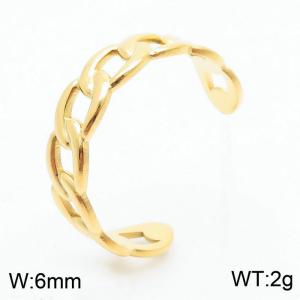 Gold Stainless Steel Link Chain Open Ring Women Fashion Classic Cuban Chain Jewelry - KR105080-KFC