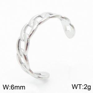 Silver Color Stainless Steel Link Chain Open Ring Women Fashion Classic Cuban Chain Jewelry - KR105082-KFC