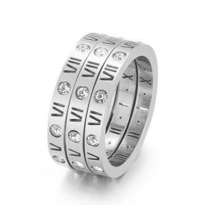 Stainless Steel Stone&Crystal Ring - KR105219-K