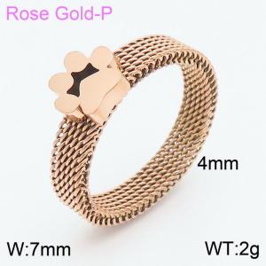 Stainless steel jewelry 7mm mesh puppy titanium steel handicraft rose-gold ring - KR105240-GC