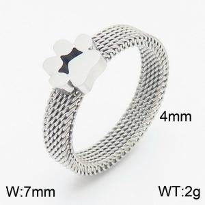 Stainless steel jewelry 7mm mesh puppy titanium steel handicraft silver ring - KR105242-GC