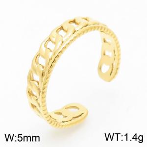 Fashionable Opening Women's Gold Plated Stainless Steel Chain Ring - KR105275--KFC
