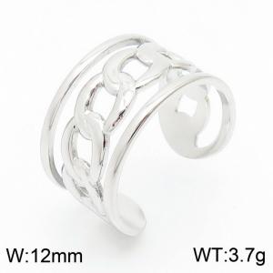 Fashion open mouth women's silver stainless steel chain ring - KR105361--KFC