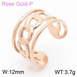 Fashionable Opening Women's Rose Gold Stainless Steel Chain Ring - KR105363--KFC