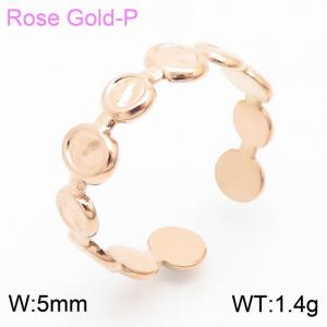 Simple opening stainless steel women's rose gold geometric ring - KR105381--KFC