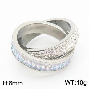 Diamond Double Ring Silver Color - KR105403-KC