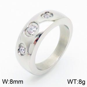 18k Silver Plated Stainless Steel Cubic Zirconia Ring Personalized Jewelry For Men And Women - KR105419-GC