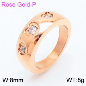 Rose Gold Plated Stainless Steel Cubic Zirconia Ring Personalized Jewelry For Men And Women - KR105421-GC