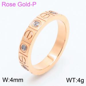4mm Wide Rose Gold Cubic Zirconia Ring Stainless Steel Jewelry For Men And Women - KR105425-GC