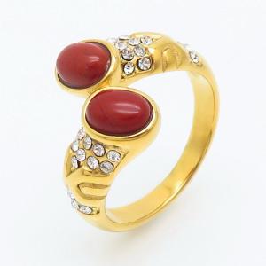 Stainless Steel Stone&Crystal Ring - KR105919-LK