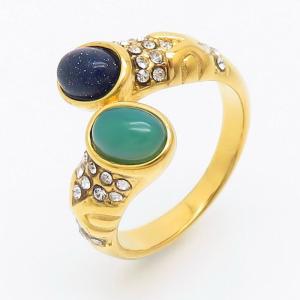 Stainless Steel Stone&Crystal Ring - KR105923-LK