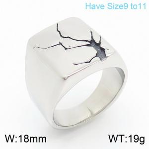 Geometry Rectangle Shiny Earthquake Fissure Ring Men Stainless Steel 304 #9-#11 - KR105942-GC