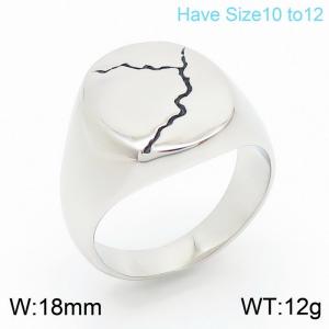 Geometry Oval Shiny Earthquake Fissure Ring Men Stainless Steel 304 #10-#12 - KR105943-GC