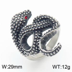 European and American creative retro poldot spirit snake tide men's titanium steel ring - KR105952-KJX