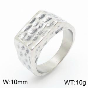 European retro punk wide face men's titanium steel square hammer ring finger - KR105955-KJX