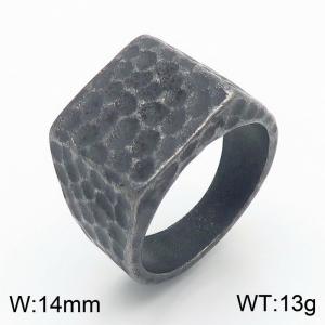 European retro punk wide face men's titanium steel square hammer ring finger - KR105958-KJX