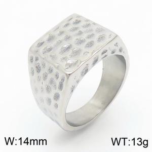 European retro punk wide face men's titanium steel square hammer ring finger - KR105959-KJX