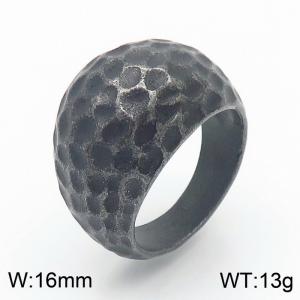 European retro punk wide face men's titanium steel round hammer ring finger - KR105960-KJX