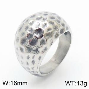 European retro punk wide face men's titanium steel round hammer ring finger - KR105961-KJX